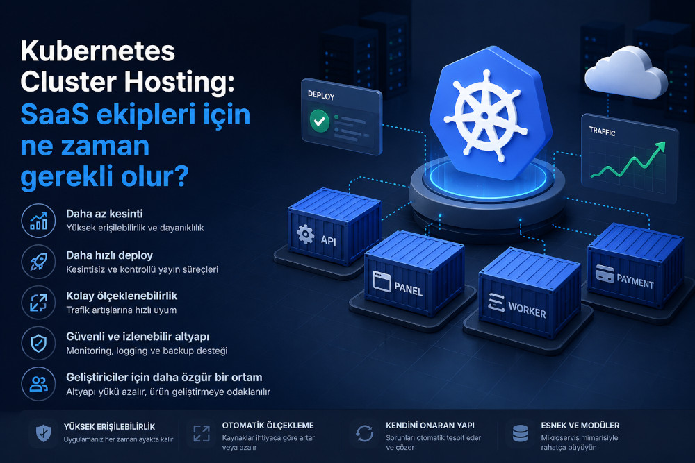 Kubernetes Cluster Hosting ile SaaS ekipleri icin olceklenebilir altyapi gorseli