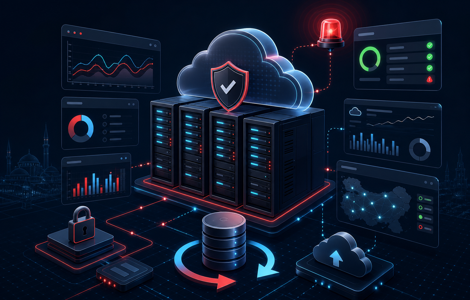 Narweb DevOps monitoring, yedekleme ve production operasyon görseli