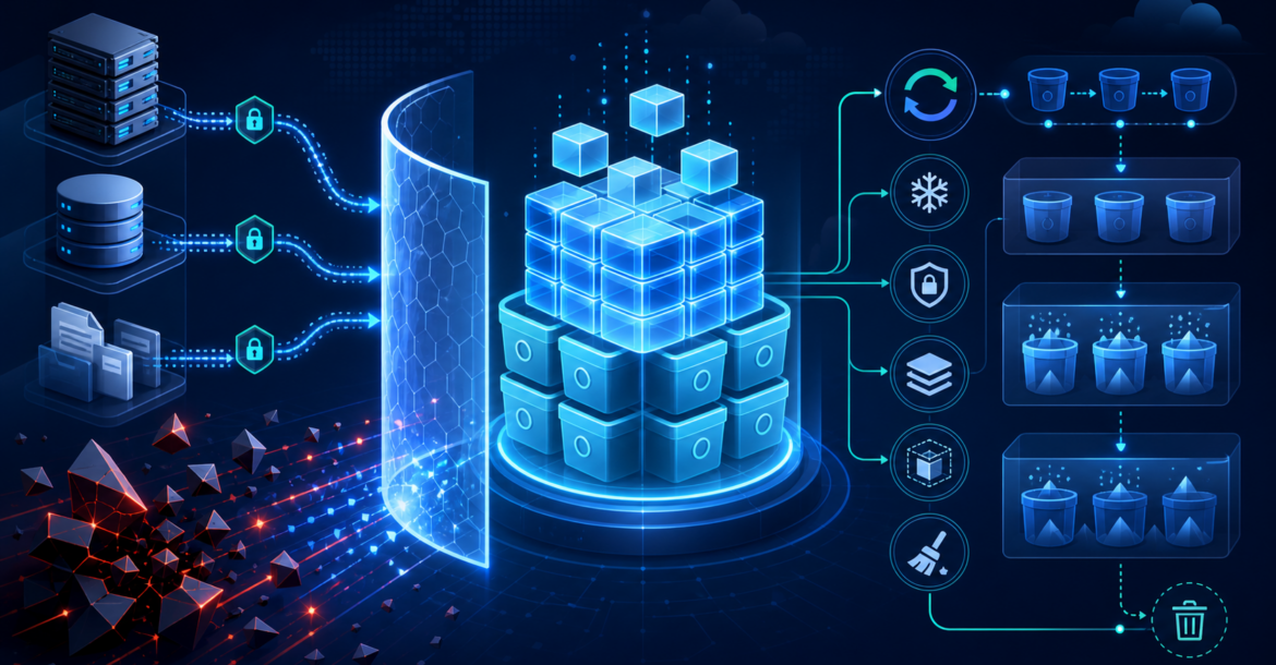 S3 uyumlu object storage lifecycle ve ransomware dayanıklı yedekleme akışını gösteren kapak görseli