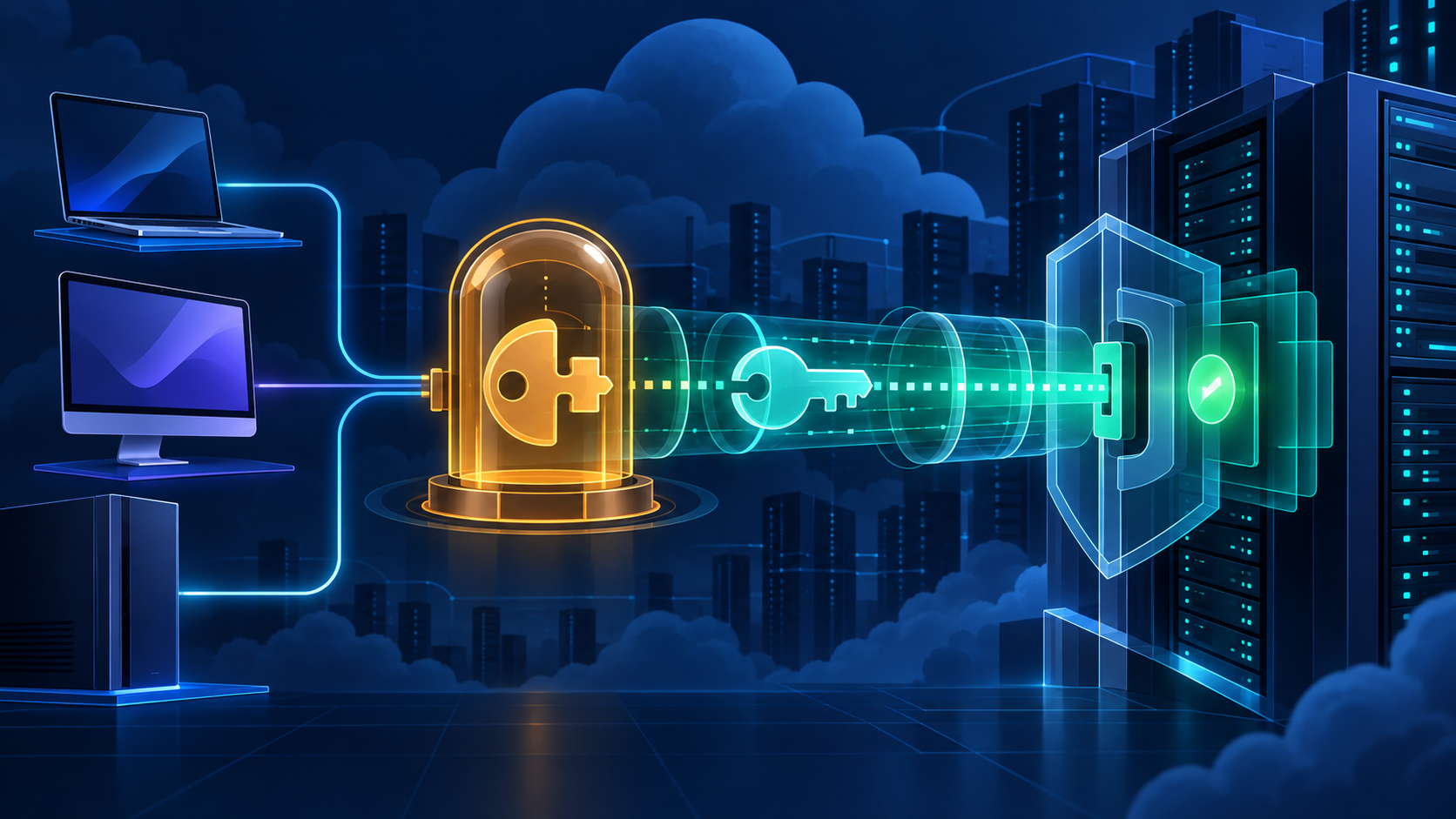 SSH public ve private key çiftiyle istemciden sunucuya güvenli erişim akışı