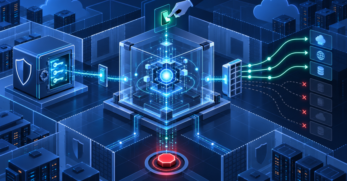 AI agent çalışma ortamında sandbox, secret, ağ erişimi, onay ve güvenli durdurma katmanları